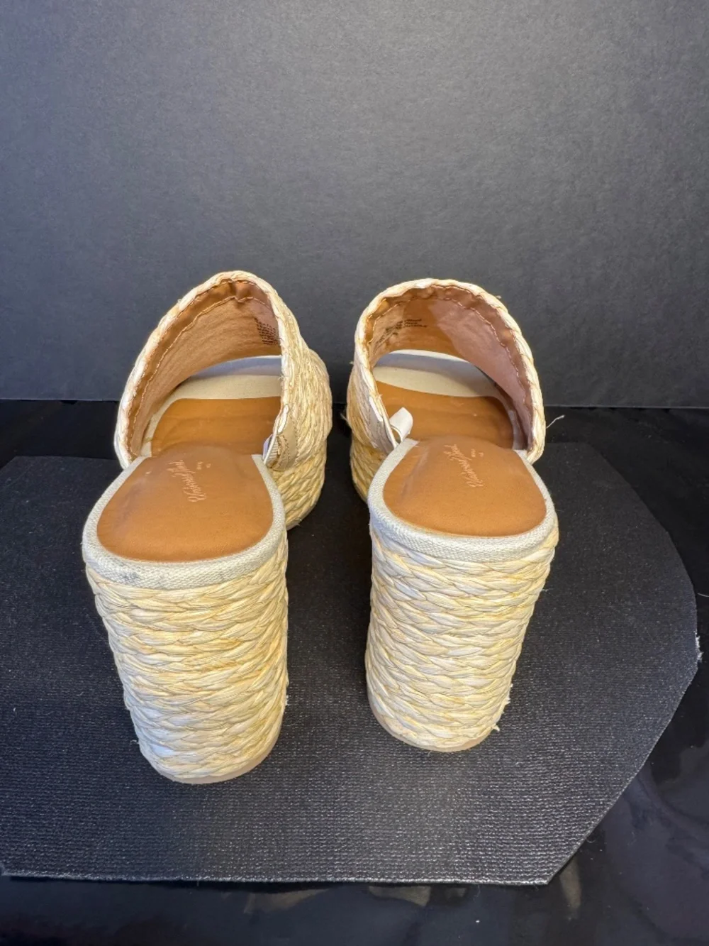 Raffia Platform Mule Heels Size 6 Woven Straw Slide Sandals
